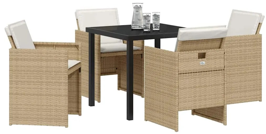 vidaXL Σέτ φαγητού για κήπο 5 pcs Μπεζ συνθετικό ρατάν