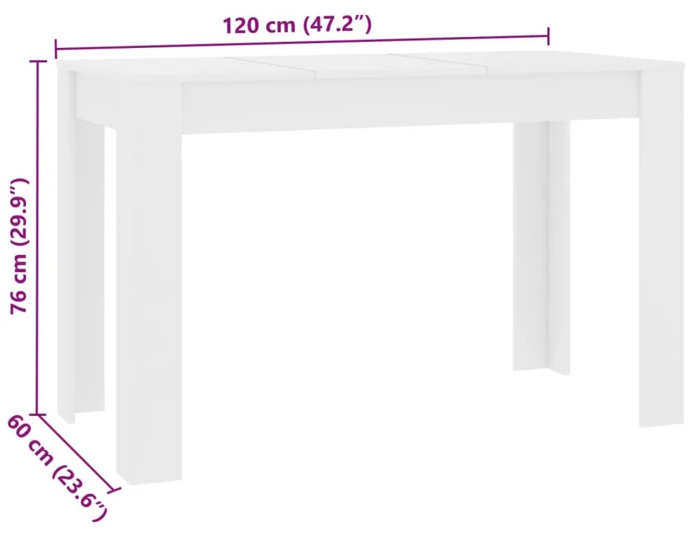 vidaXL Τραπεζαρία Λευκή 120 x 60 x 76 εκ. από Επεξ. Ξύλο