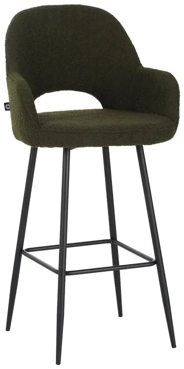 Σκαμπό μπαρ Renish pakoworld μπουκλέ ύφασμα σε λαδί απόχρωση με μαύρα μεταλλικά πόδια 51x57x114εκ