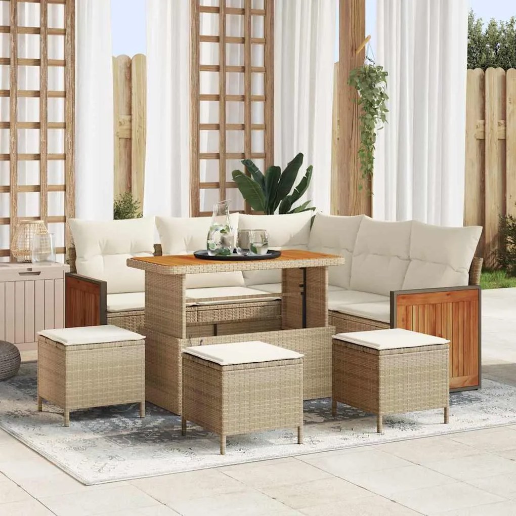 vidaXL Σετ Καναπέ Κήπου 9 pcs μπεζ και κρεμ 110 x 55 x 71 εκ