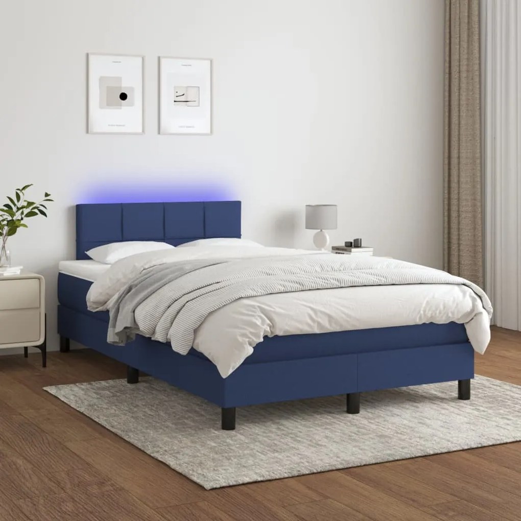 ΚΡΕΒΑΤΙ BOXSPRING ΜΕ ΣΤΡΩΜΑ &amp; LED ΜΠΛΕ 120X190ΕΚ. ΥΦΑΣΜΑΤΙΝΟ 3270045