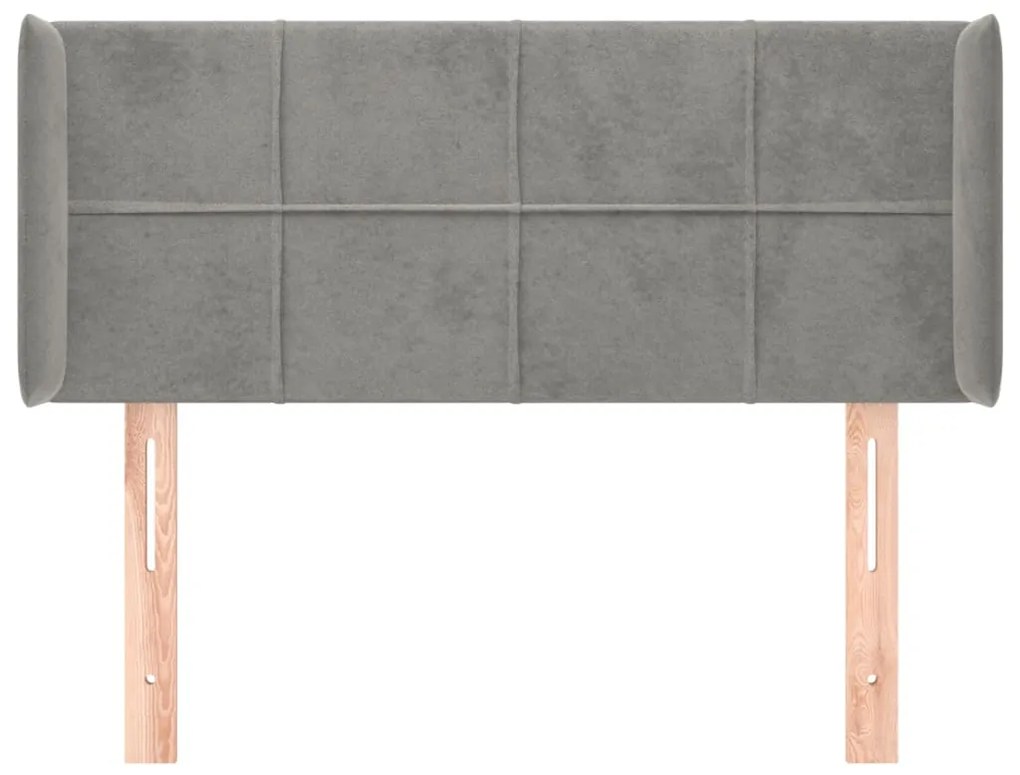 Κεφαλάρι με Πτερύγια Ανοιχτό Γκρι 93x16x78/88 εκ. Βελούδινο 3118804