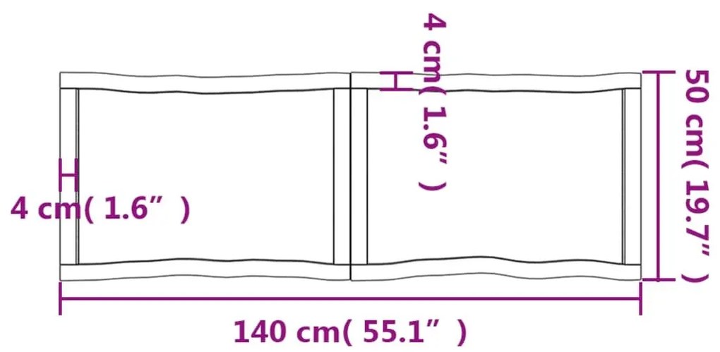 Επιφ Τραπεζιού Αν Καφέ 140x50x(2-6)εκ.Ακατέργ. Μασίφ Ξύλο Δρυός - Καφέ