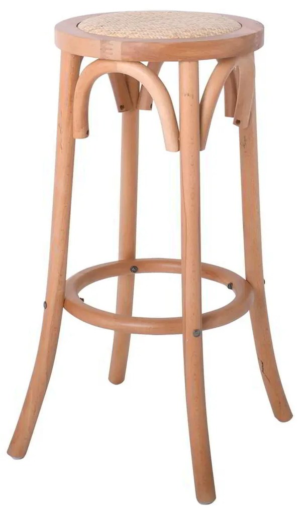 Σκαμπώ Bar VIENNA Φυσικό/Κάθισμα Rattan 36x36x71cm
