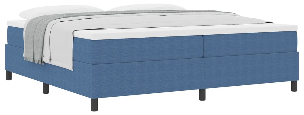 vidaXL Κρεβάτι με ελατήρια Μπλέ, Λευκό 203 x 200 x 60 εκ Βελούδο