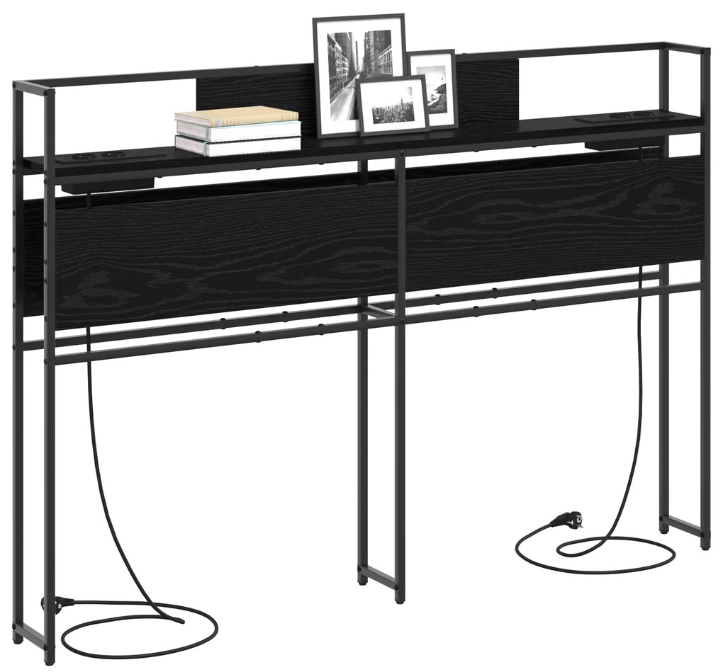 vidaXL Κεφαλάρι Αποθήκης Μαύρη δρυς 135 cm Επεξεργασμένο ξύλο