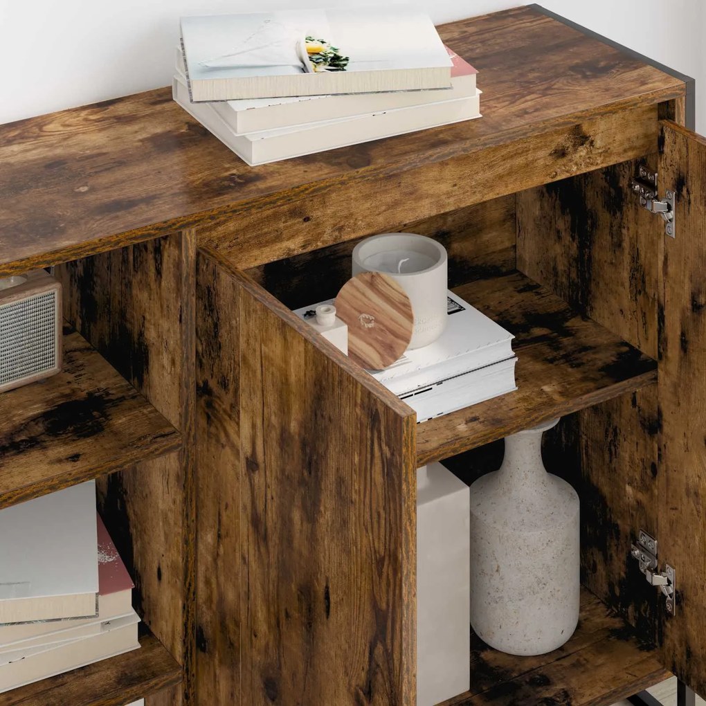 vidaXL Βοηθητικό ντουλάπι Καπνιστό Δρύς 96.5 x 30 x 75 εκ