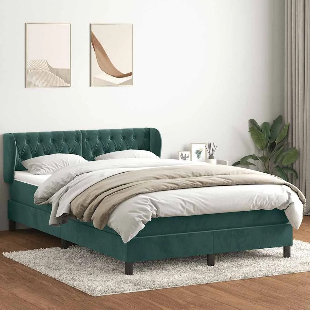 ΚΡΕΒΑΤΙ BOXSPRING ΜΕ ΣΤΡΩΜΑ ΣΚΟΥΡΟ ΠΡΑΣΙΝΟ 160X210ΕΚ. ΒΕΛΟΥΔΙΝΟ 3317784