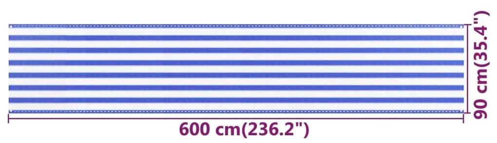 Διαχωριστικό Βεράντας Μπλε / Λευκό 90x600 εκ. από HDPE - Πολύχρωμο