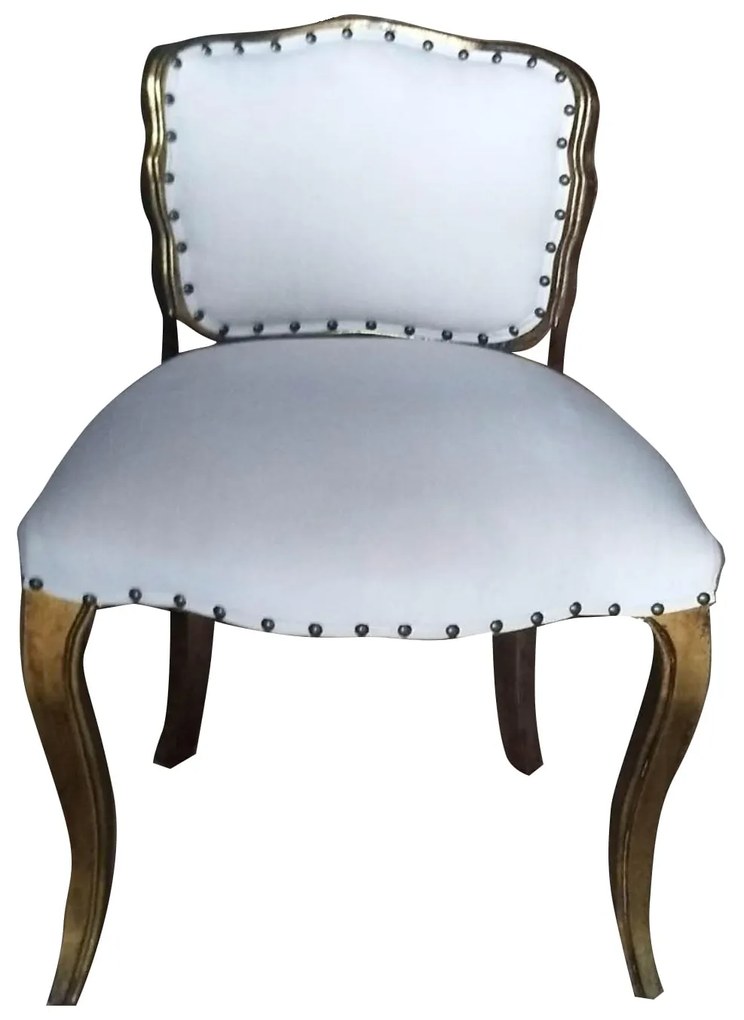 Καρέκλα λευκό ύφασμα χρυσό σκελετό