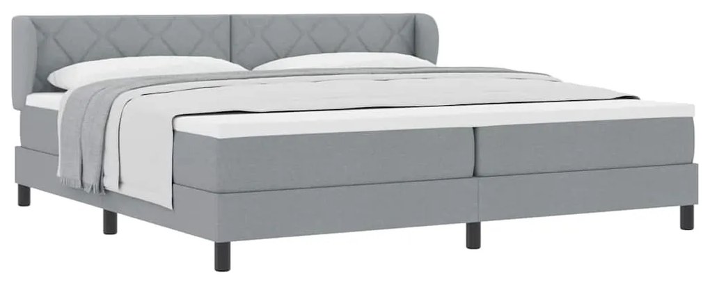 vidaXL Κρεβάτι box spring με στρώμα Ανοιχτό γκρι 200 x 200 cm ύφασμα