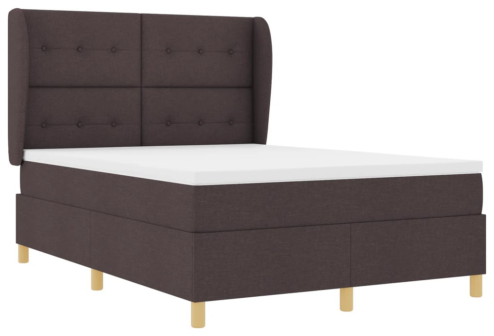 vidaXL Κρεβάτι Box Spring με Στρώμα Καφέ 140x190 εκ. Υφάσματος