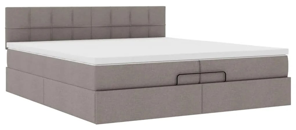 vidaXL Οθωμανικό κρεβάτι με στρώμα Taupe 200x200 cm Ύφασμα