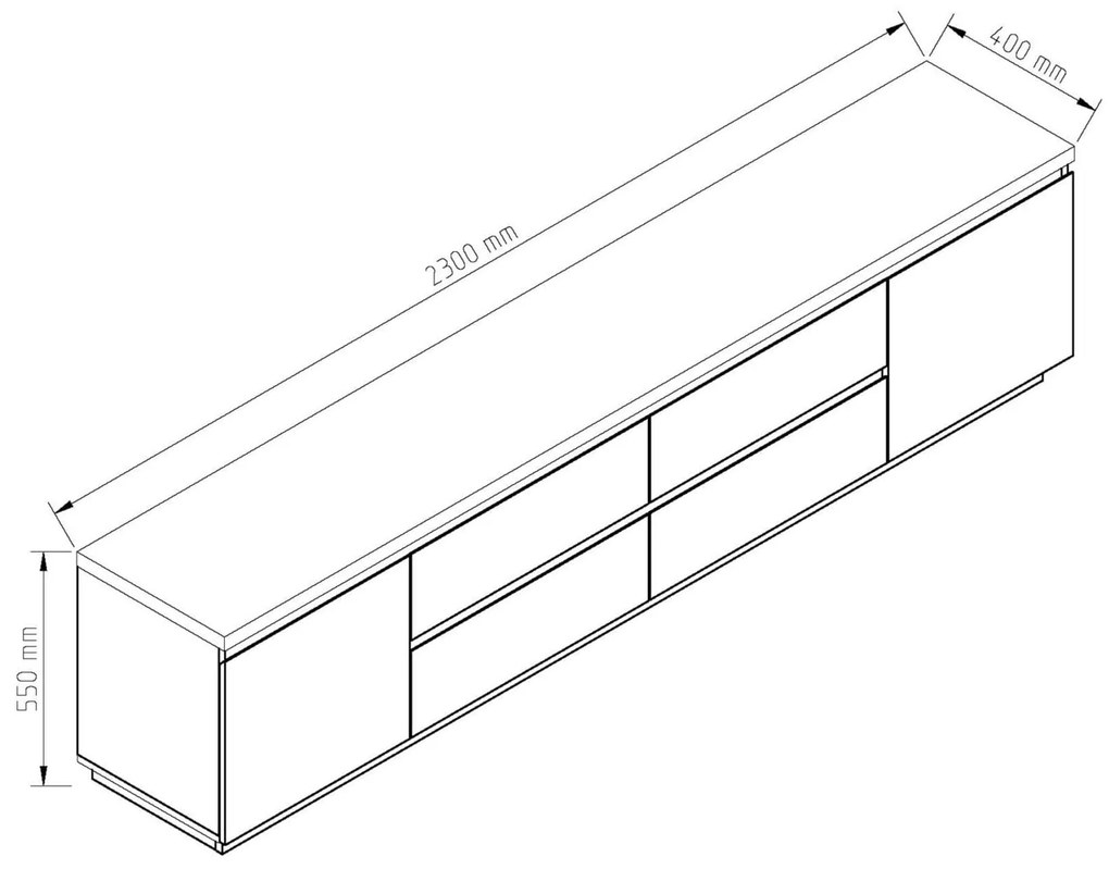 Ξύλινο Έπιπλο Τηλεόρασης FREYA Nimphea Alba - Μαύρο Μ230xΠ40xΥ55cm