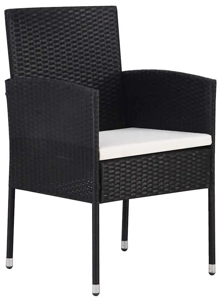 vidaXL Σέτ φαγητού για κήπο με μαξιλάρι 5 pcs Μαύρο Πολυ ράταν