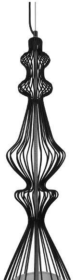 GloboStar® CLEO 01561 Vintage Industrial Κρεμαστό Φωτιστικό Οροφής Μονόφωτο Μαύρο Μεταλλικό Πλέγμα και Υφασμάτινο Εσωτερικό Καπέλο Φ20 x Υ90cm