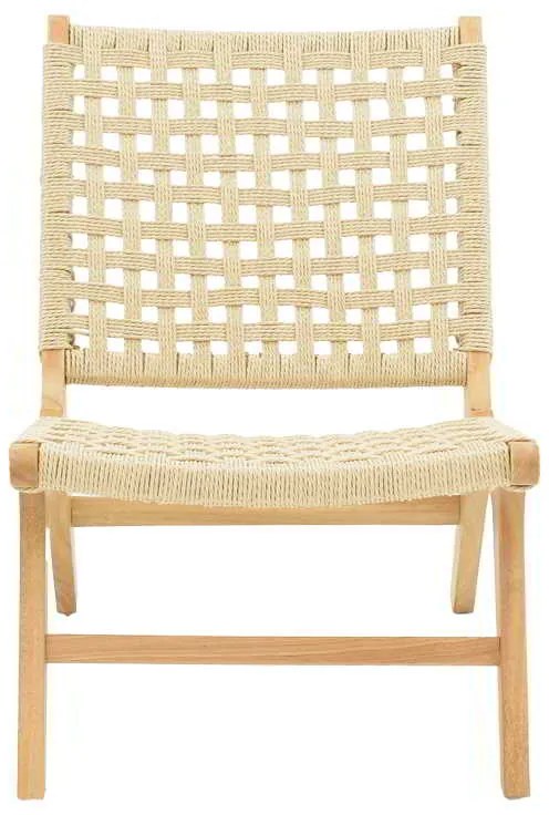 Πολυθρόνα Polisin pakoworld σχοινί-rubberwood σε φυσική απόχρωση 55x80x77εκ