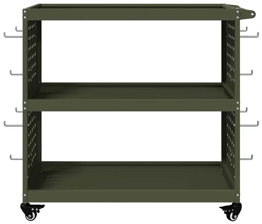 vidaXL Καρότσι εργαλείων με ράφι Ελιά Πράσινη 75 x 35 x 73 εκ.