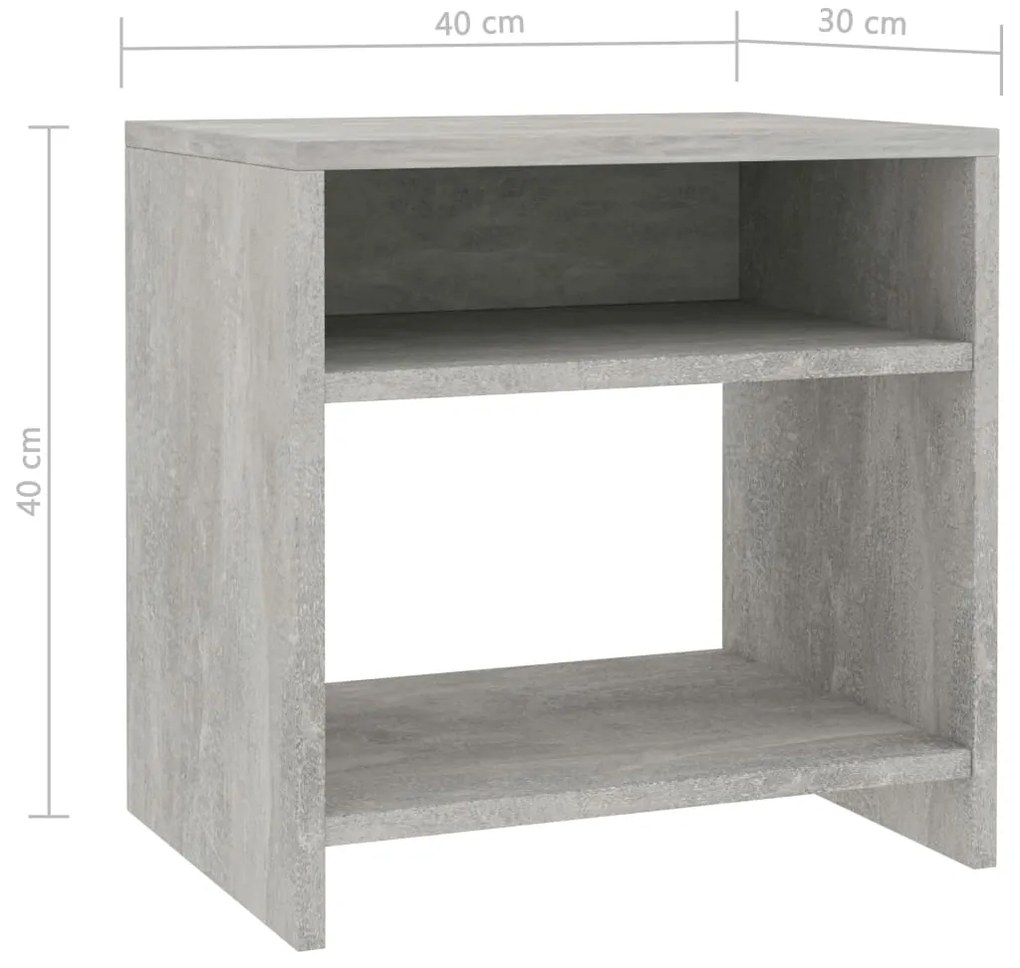 vidaXL Κομοδίνα 2 τεμ. Γκρι Σκυροδέματος 40x30x40 εκ. από Επεξ. Ξύλο