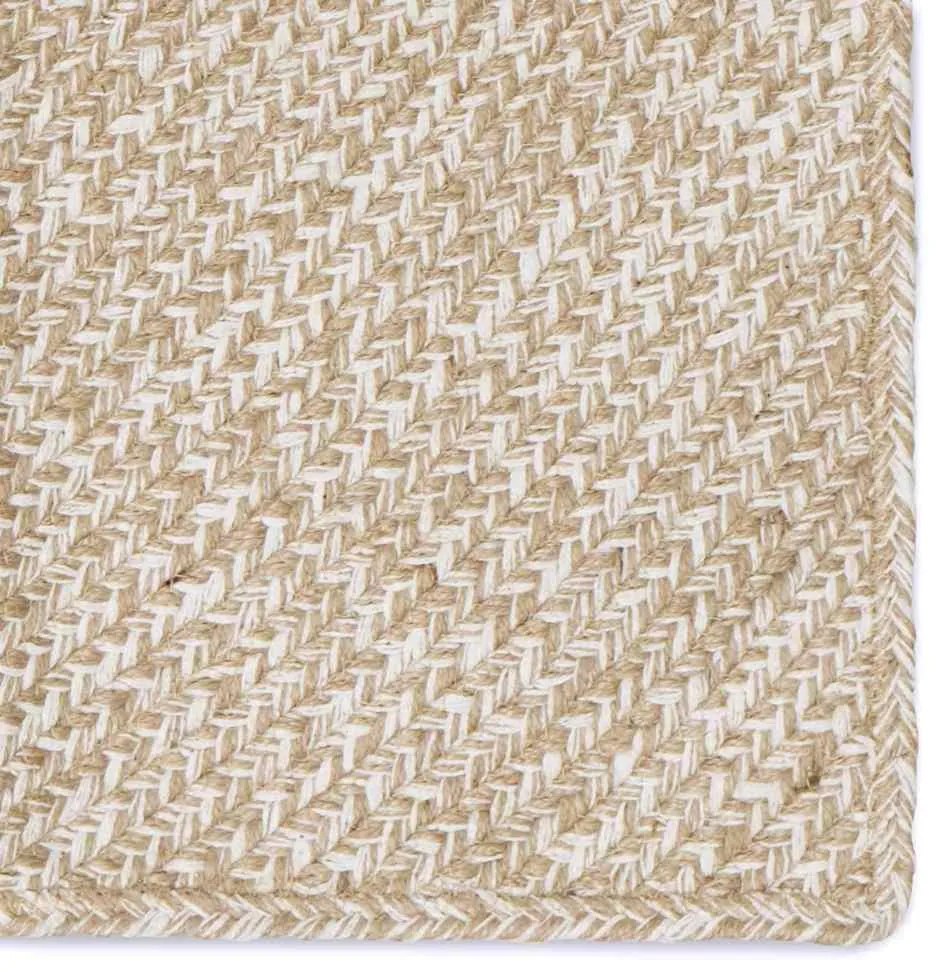 vidaXL Χαλί Φυσικό και Λευκό 60 x 110 cm Γιούτα