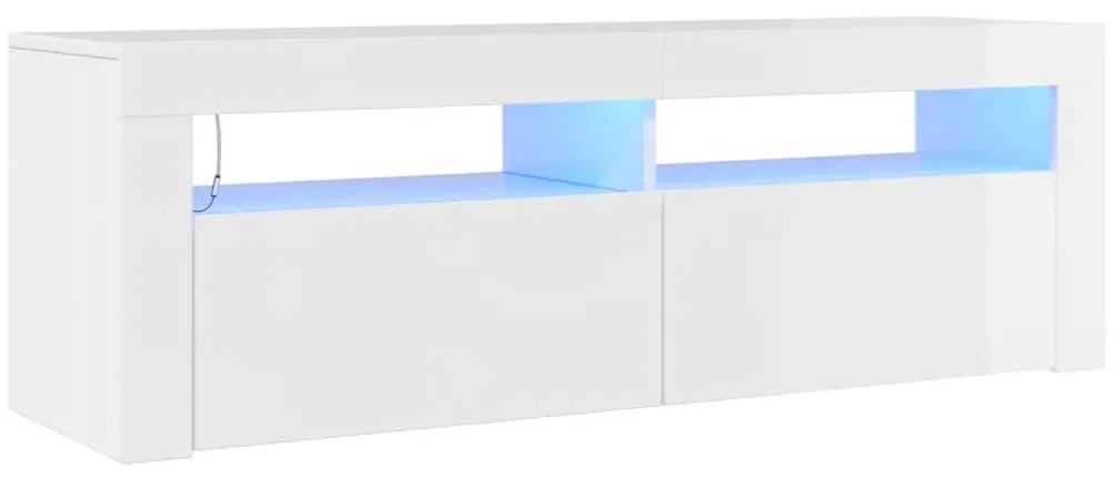 vidaXL Έπιπλο Τηλεόρασης με LED Γυαλιστερό Λευκό 120 x 35 x 40 εκ.