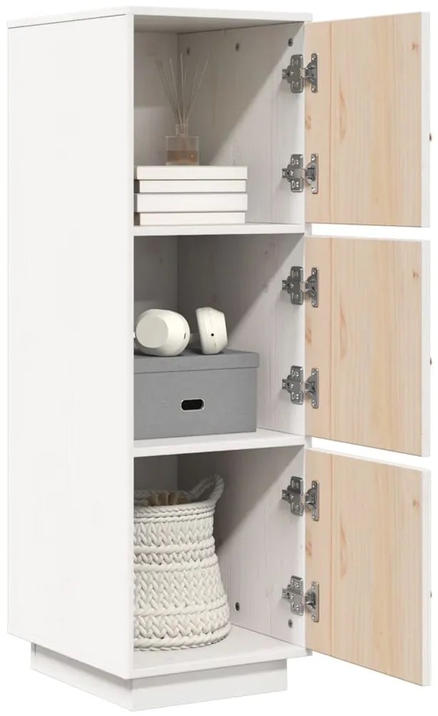 vidaXL Ντουλάπι Ψηλό Λευκό 34 x 40 x 108,5 εκ. από Μασίφ Ξύλο Πεύκου