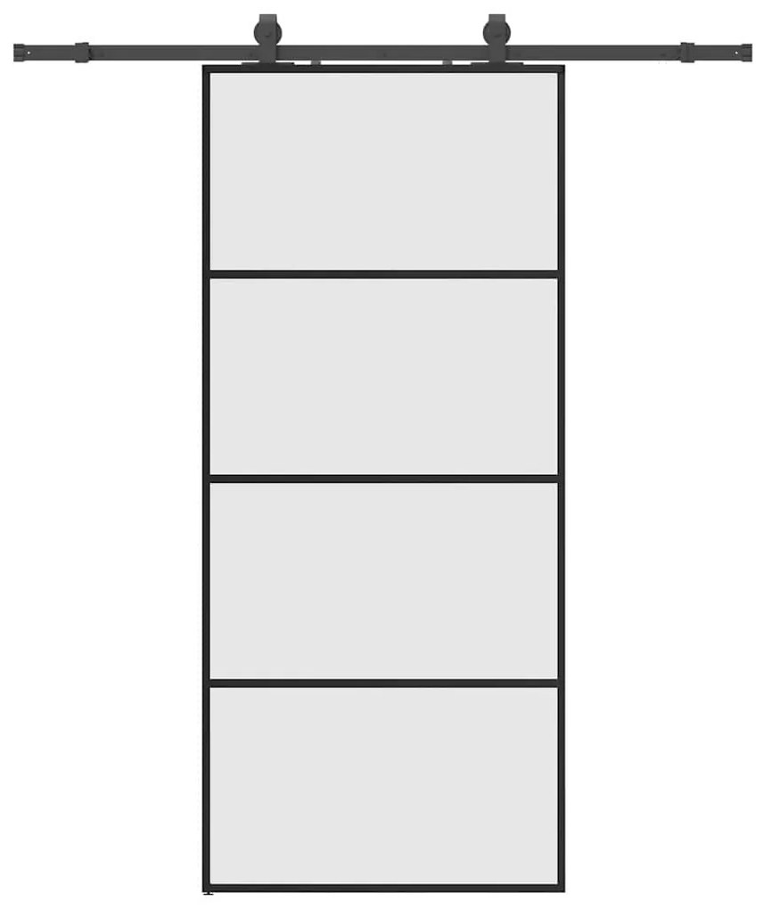 vidaXL Συρόμενη Πόρτα με Μηχανισμό Μαύρο 90x205 εκ. Γυαλί ESG