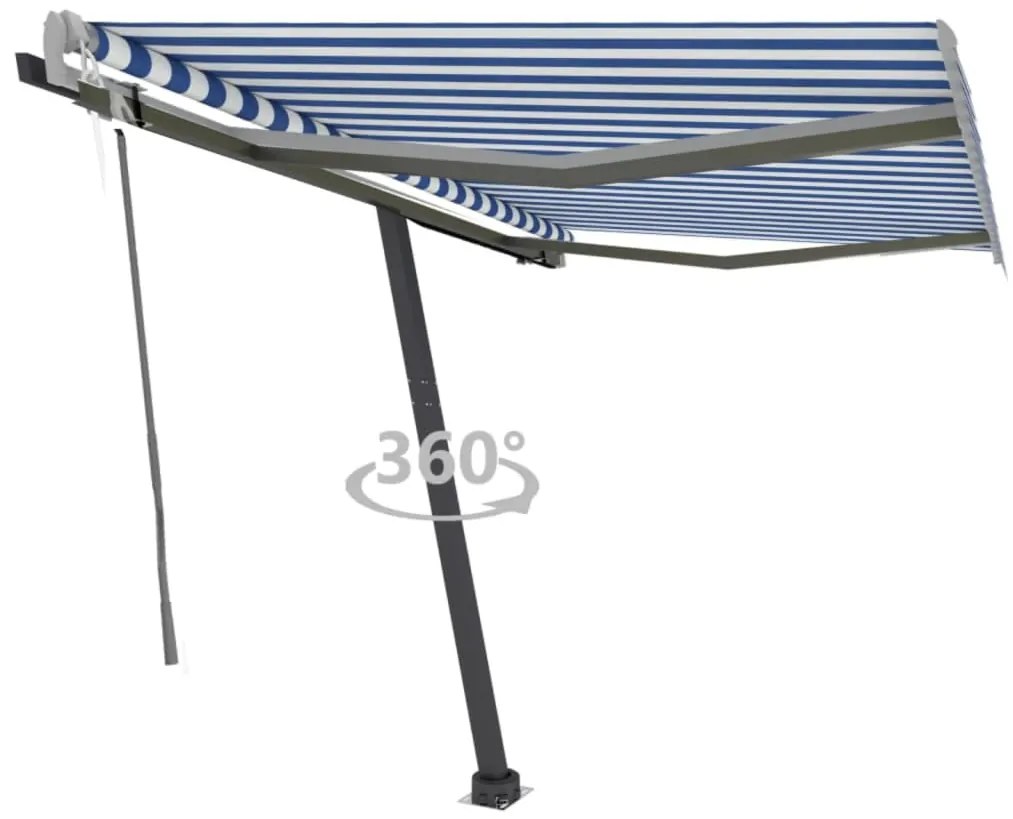 vidaXL Τέντα Αυτόματη Ανεξάρτητη Μπλε/Λευκό 300 x 250 εκ.