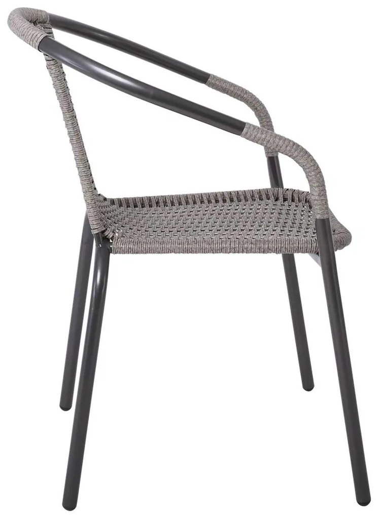 BALENO Πολυθρόνα Μέταλλο Βαφή Ανθρακί, Wicker Mixed Grey