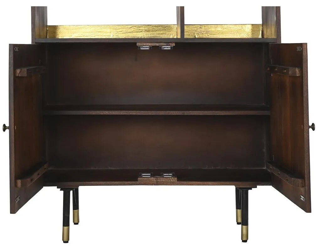 Ράφια DKD Home Decor Μαύρο Χρυσό Μέταλλο Σκούρο καφέ Ξύλο από Μάνγκο 4 Ράφια (90 x 35 x 200 cm)