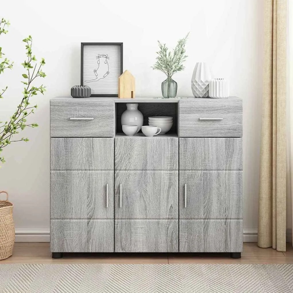 vidaXL Πλαϊνό γραφείο με συρτάρι Γκρι sonoma 88.5 x 30.5 x 73 εκ