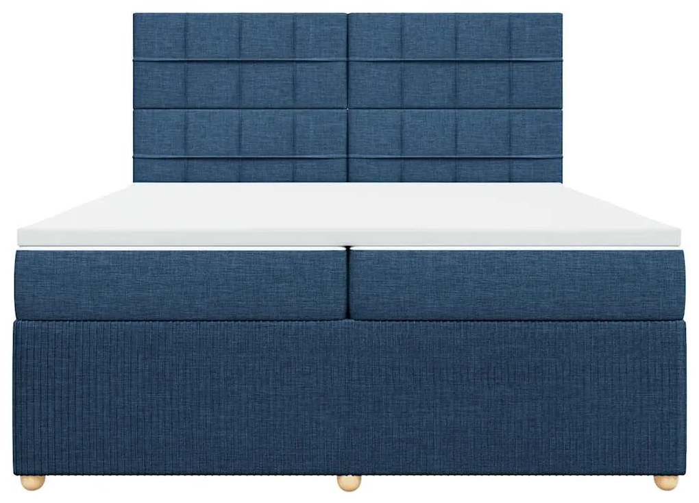 vidaXL Κρεβάτι Boxspring με Στρώμα Μπλε 200x200 εκ. Υφασμάτινο