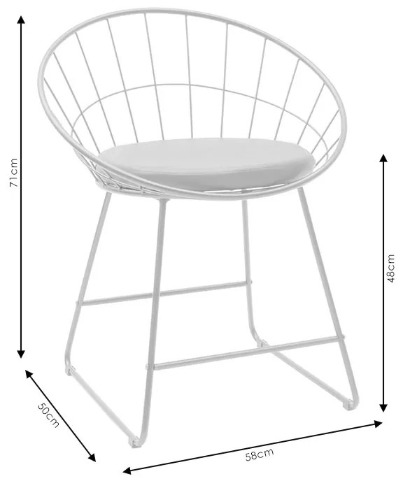 Καρέκλα Seth pakoworld μέταλλο λευκό-μαξιλάρι PVC λευκό - 058-000059