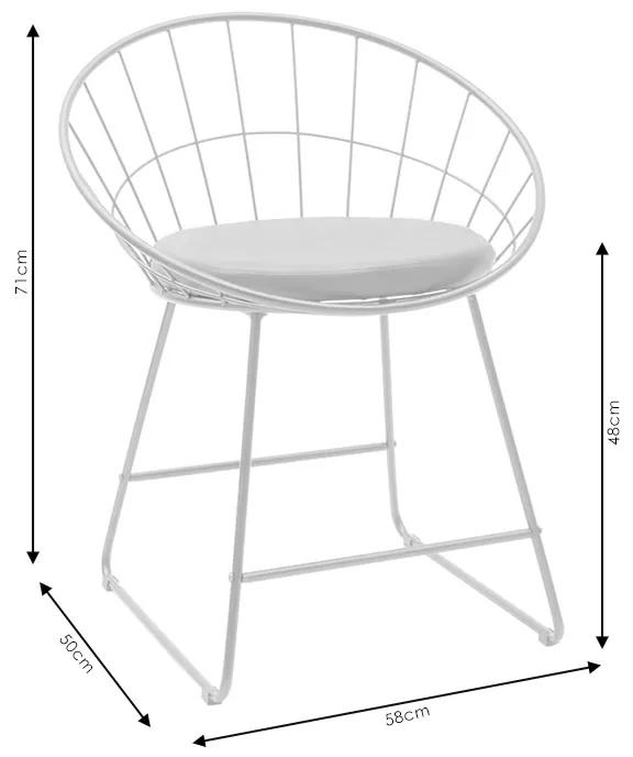 Καρέκλα Seth pakoworld μέταλλο λευκό-μαξιλάρι PVC λευκό - Μέταλλο - 058-000059