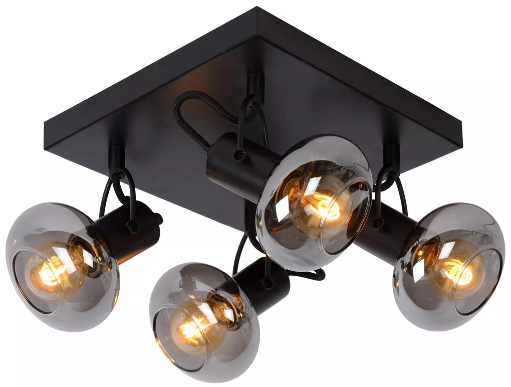 Φωτιστικό Οροφής Lucide 17993-14-30 MADEE Μαύρο Ματ (Black Mat)|Φυμέ (Smoke)