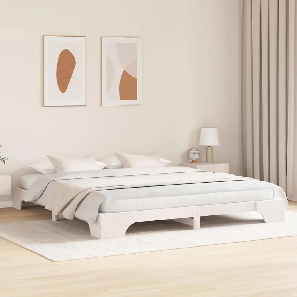 vidaXL Σκελετός Κρεβατιού Λευκό 180 x 200 cm Μασίφ ξύλο πεύκου