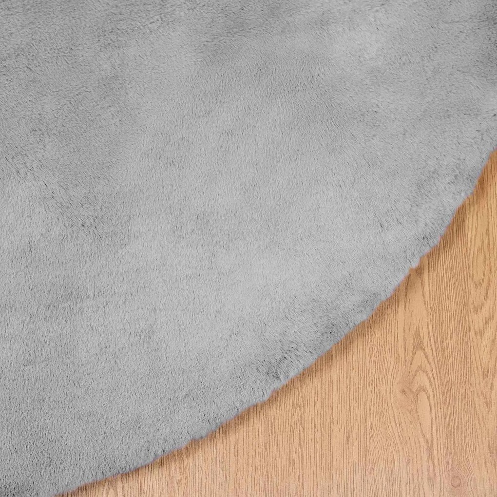 vidaXL Χαλιά Ψεύτικου Κουνελιού Olite Γκρι Ø 100 εκ. Πολυεστέρας