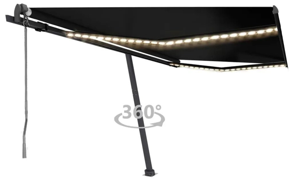 vidaXL Τέντα Αυτόματη με LED &amp; Αισθητήρα Ανέμου Ανθρακί 400x350 εκ.