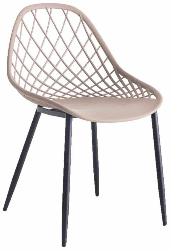 Καρέκλα Πολυπροπυλένιου Lio HM9524.03 Με Μαύρα Μεταλλικά Πόδια 52x53x82cm Cappuccino