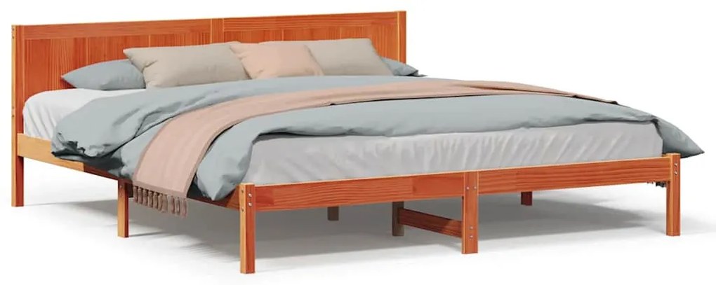 vidaXL Σκελετός Κρεβατιού Καφέ 200 x 200 cm Μασίφ ξύλο πεύκου