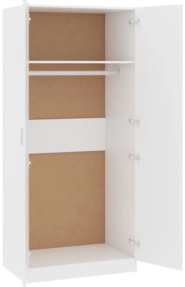 vidaXL Ντουλάπα Λευκή 80 x 52 x 180 εκ. από Επεξ. Ξύλο
