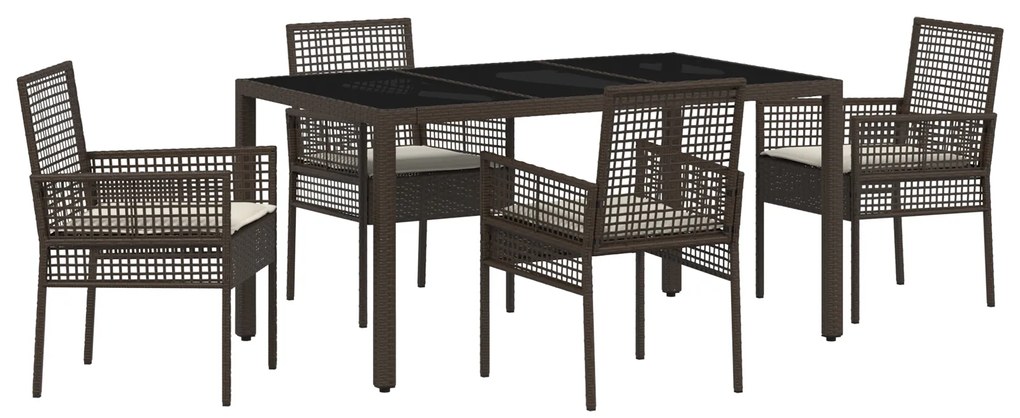 vidaXL Σέτ φαγητού για κήπο 5 pcs Καφέ 150 x 90 x 75 cm