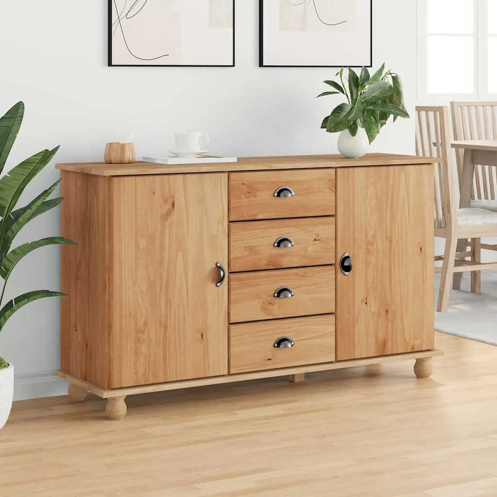 vidaXL Πλαϊνό γραφείο Καφέ 133.5 x 40 x 79 εκ. Μασίφ ξύλο πεύκου