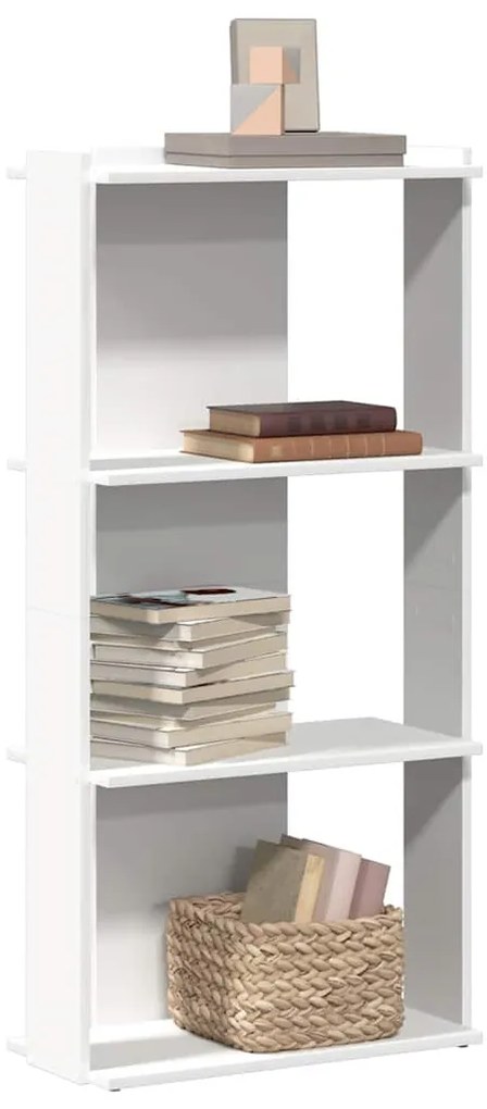 Βιβλιοθήκη 3 επιπέδων Λευκό 60x30x120 cm Ξύλινη κατασκευή