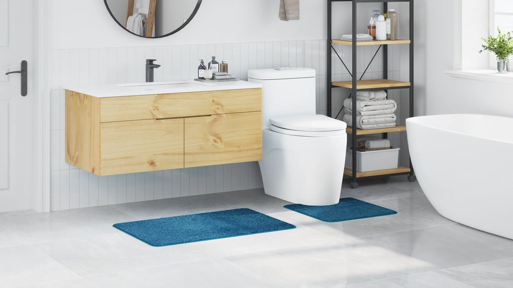vidaXL Πατάκι μπάνιου 2 pcs Μπλε 50 x 50 cm Πολυπροπυλένιο