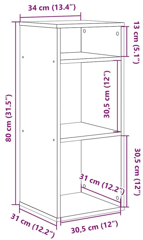 Βιβλιοθήκη Χρώμα Sonoma Δρυς 34x31x80 εκ. από Μοριοσανίδα - Καφέ