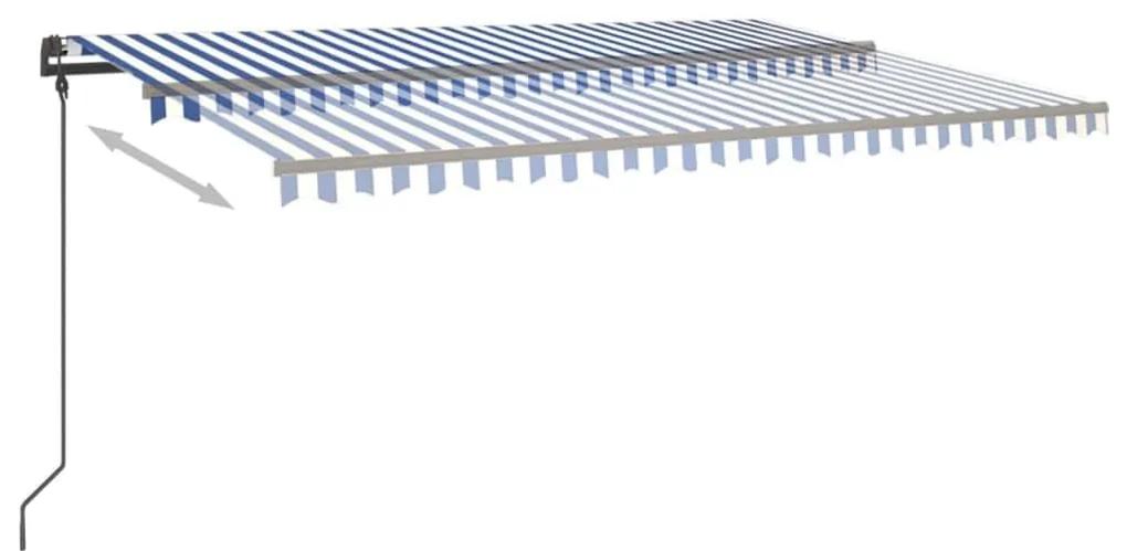 Τέντα Αυτόματη με LED &amp; Αισθ. Ανέμου Μπλε / Λευκό 5 x 3 μ. - Μπλε