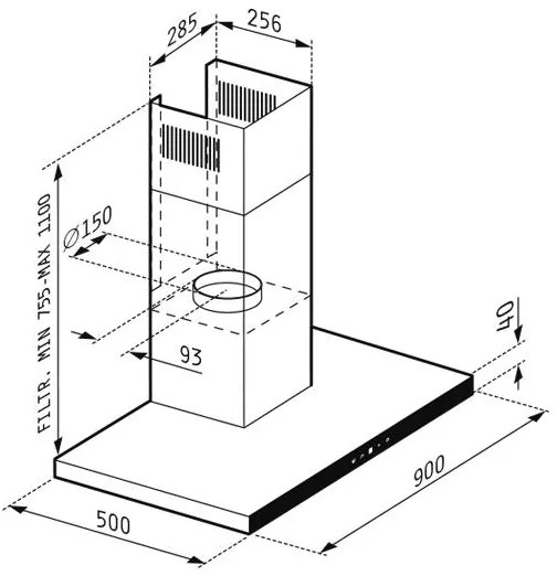 Απορροφητήρας Pyramis Grandezzo 90 εκ.