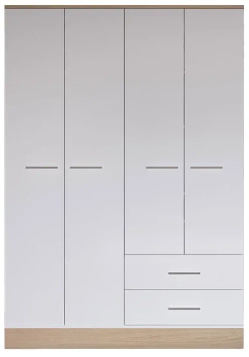 Ντουλάπα ρούχων Harmony pakoworld τετράφυλλη σε oak-λευκή απόχρωση 137x52x198εκ 039-000198