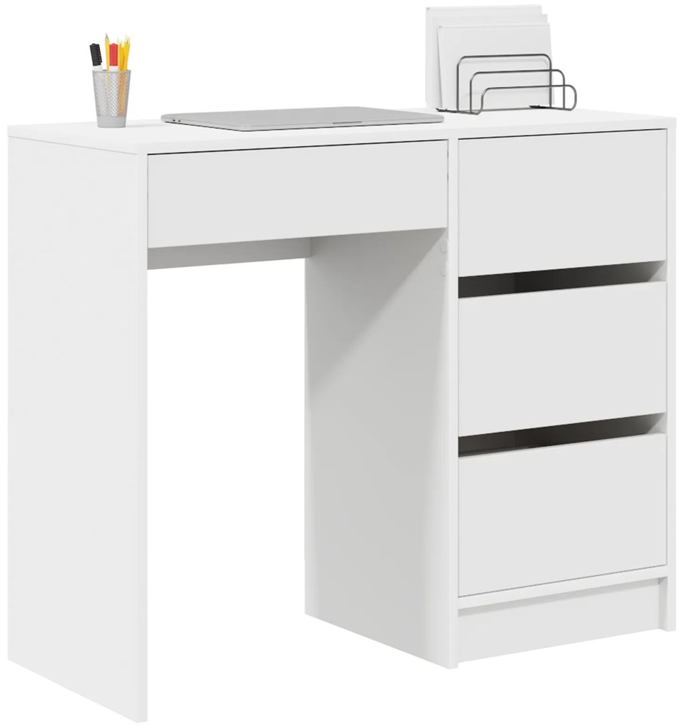 vidaXL Γραφείο με συρτάρι Λευκό 90 x 37.5 x 75 εκ Επεξεργασμένο ξύλο